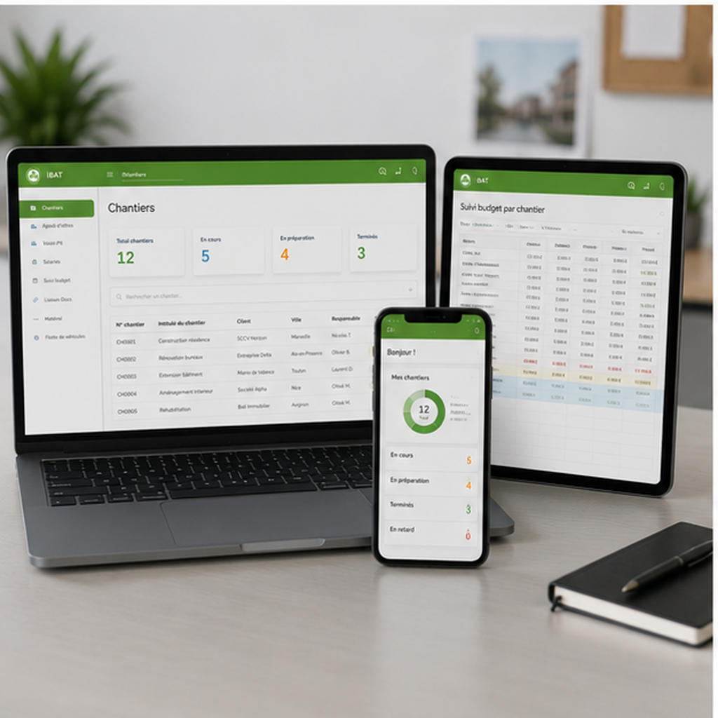Interface iBAT sur ordinateur tablette et smartphone